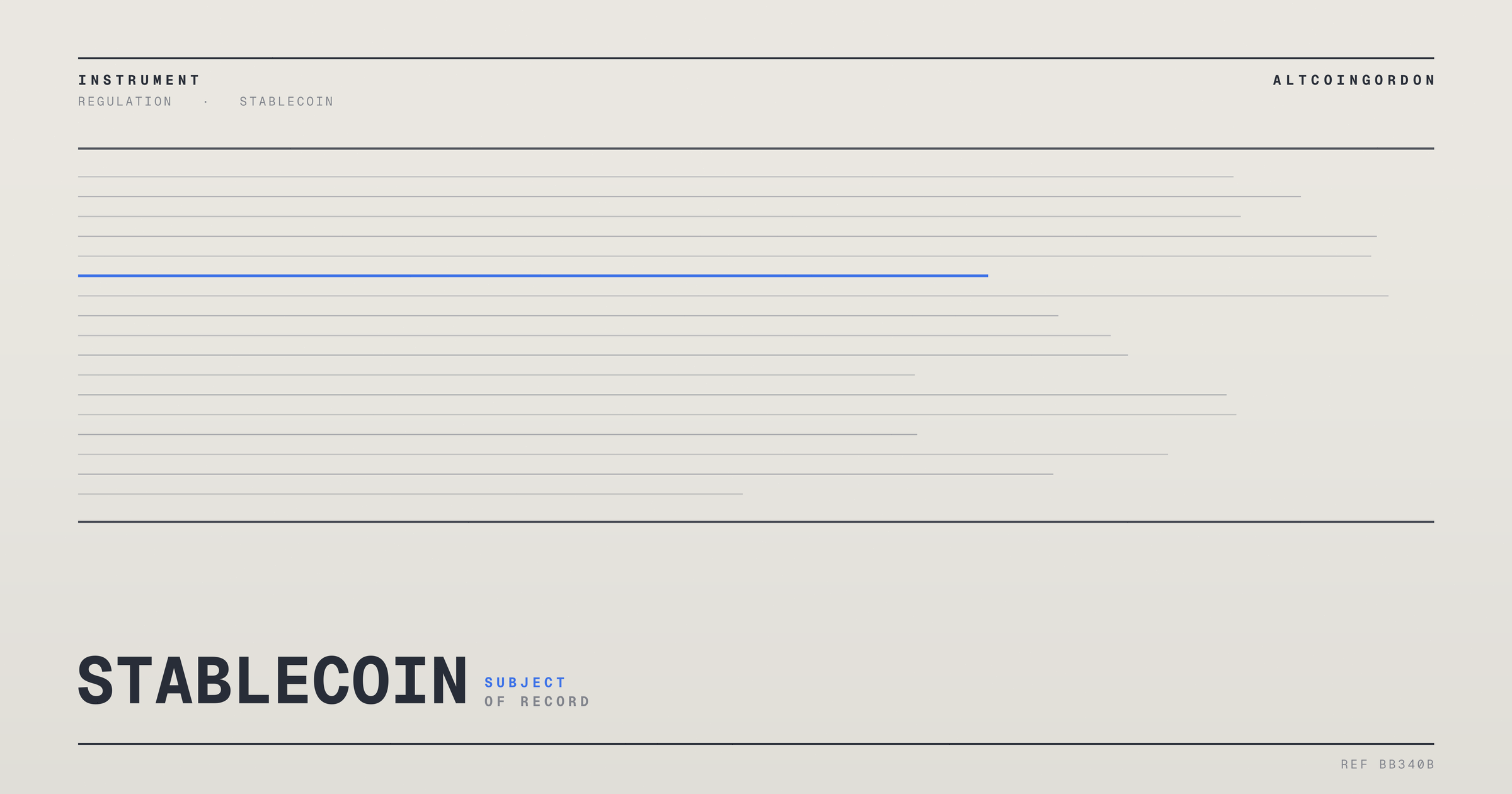 Original AltcoinGordon illustration for: US Enacts GENIUS Act, Treasury Opens 60-Day Comment Period on Stablecoin Rules