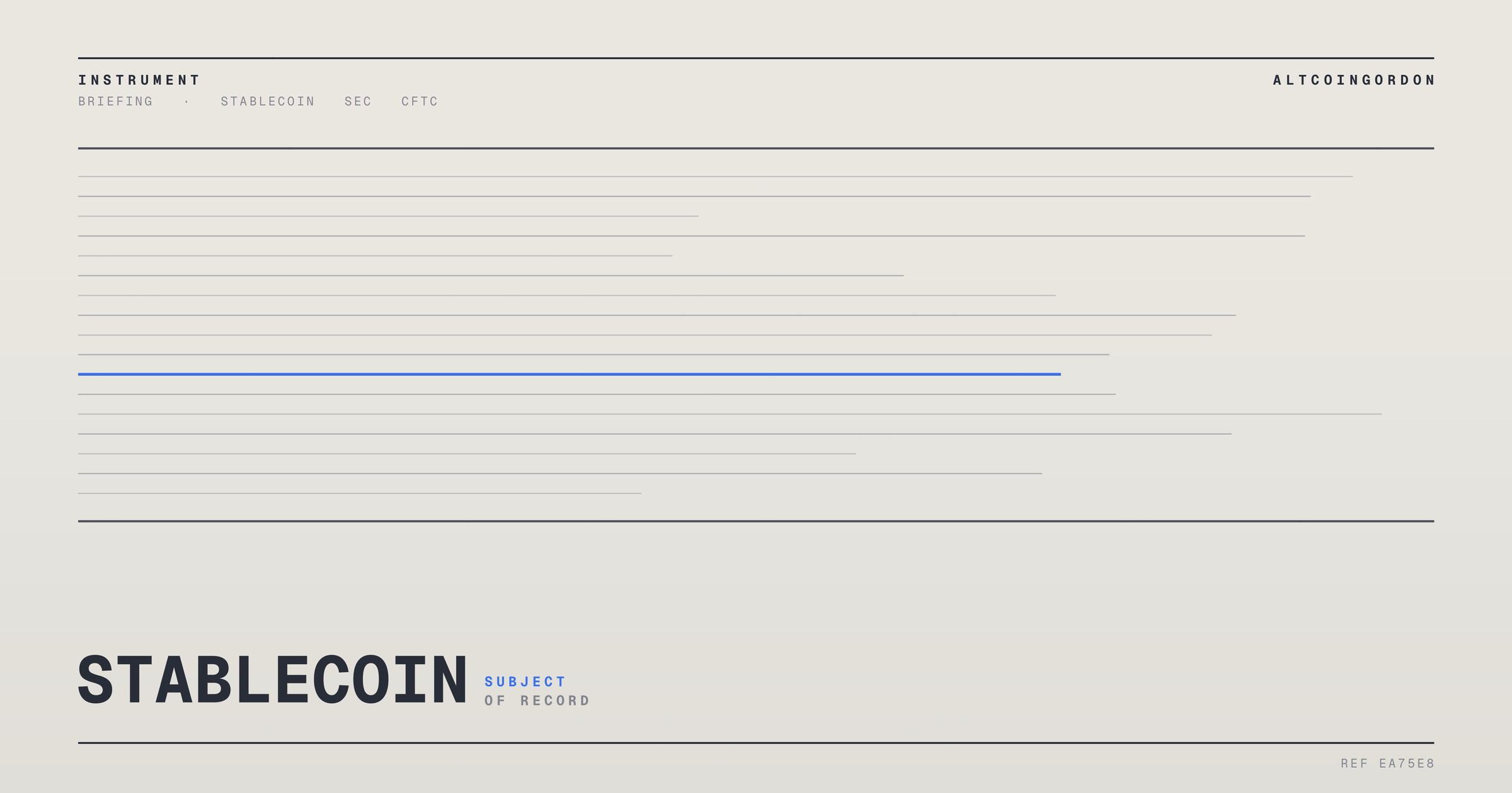 Original AltcoinGordon illustration for: FASB and the SEC Put Actual Rule Text on File While Congress Stays in Recess