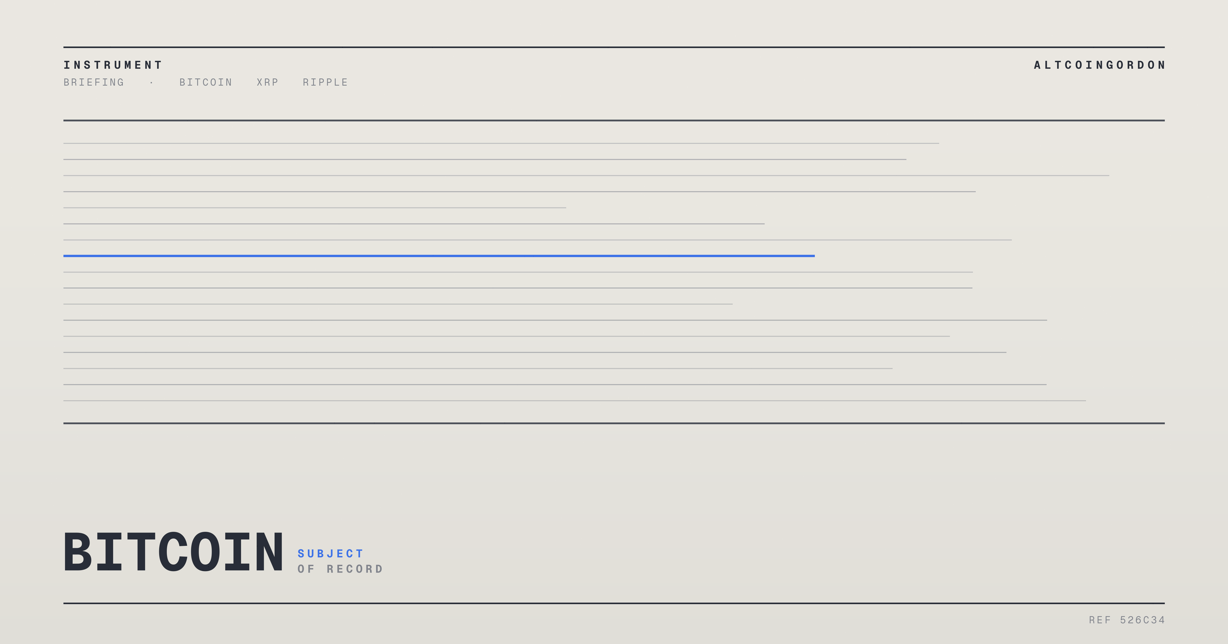 Original AltcoinGordon illustration for: No Filing, Ruling or Central Bank Notice Reached The Docket Today